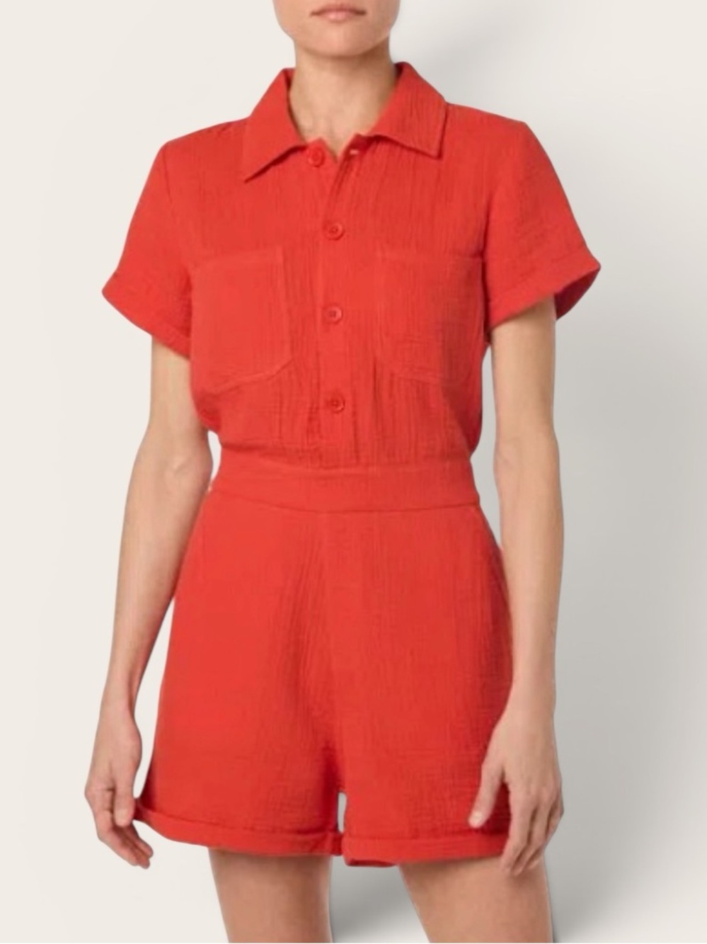 NEW Joe’s Jeans 100% Cotton Gauze Short Sleeve Romper Valiant Poppy Size XS